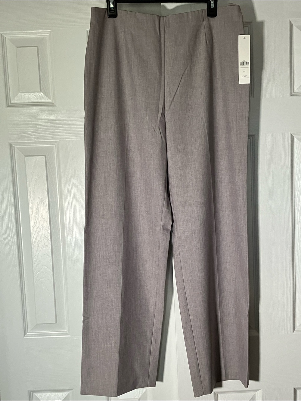 Coldwater Creek Women's Straight-Leg High Waist Trousers in Light Grey